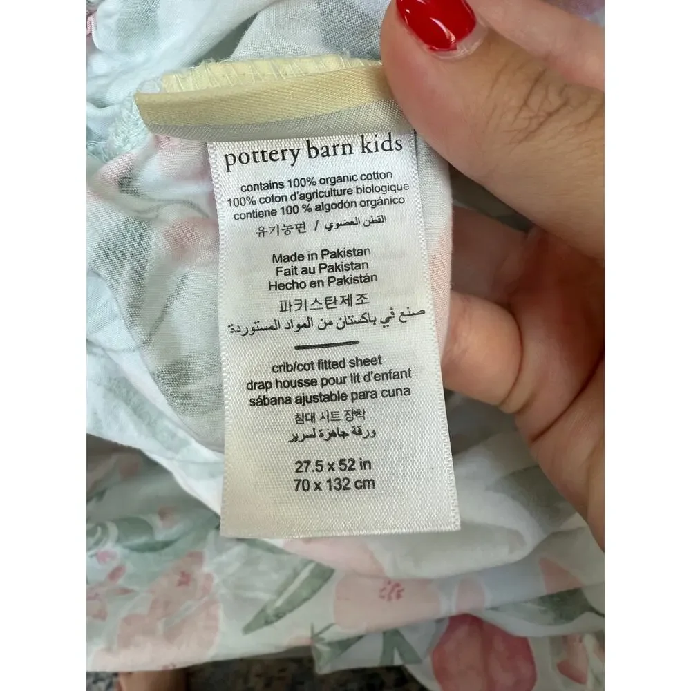 Pottery Barn Kids White Pink Allover Floral Bassinet Pad Fitted Sheet